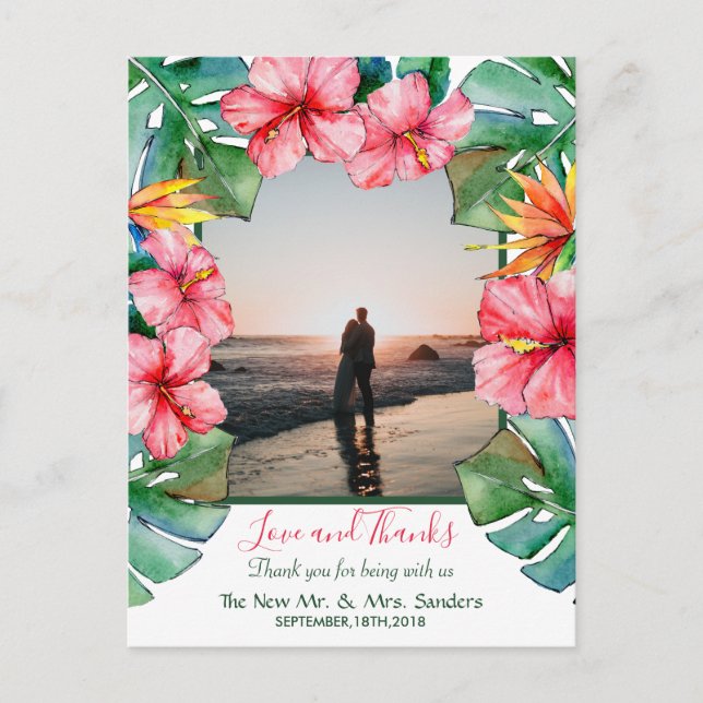 Tropischer Hibiskus Hawaiian Foto Hochzeit Vielen  Postkarte (Vorderseite)