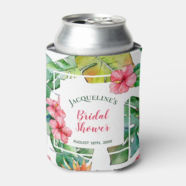 Tropischer Hibiskus Hawaiian Luau Bridal Dosenkühler (Kanne Vorderseite)