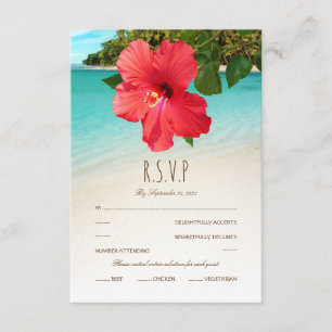 Tropischer Hibiskus-hawaiischer Strand-Themed RSVP Karte