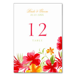 Tropischer Hibiskus Hochzeitkarte Tischnummer
