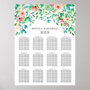 Tropischer Hibiskus Hochzeitssitzdiagramm Poster