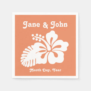 Tropischer Hibiskus in Coral Napkins Serviette