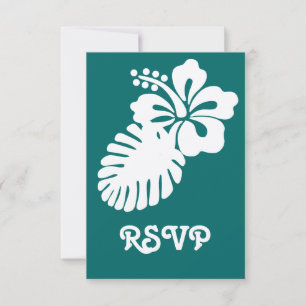 Tropischer Hibiskus in der Aquamarinen RSVP-Karte RSVP Karte