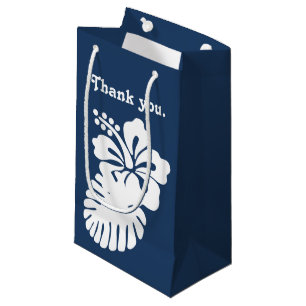 Tropischer Hibiskus in der Navy-Gift-Tasche Kleine Geschenktüte