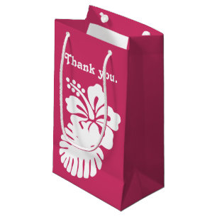 Tropischer Hibiskus in Himbeer-Geschenktasche Kleine Geschenktüte
