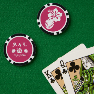Tropischer Hibiskus in Himbeere Pokerchips