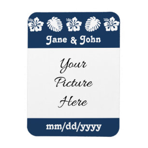 Tropischer Hibiskus in Navy Save-the-Date Magnet
