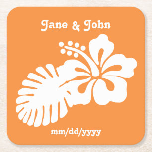Tropischer Hibiskus in Orange Paper Untersetzer
