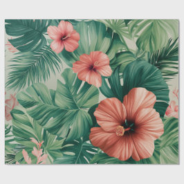 Tropischer Hibiskus & Monstera Geschenkpapier