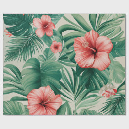 Tropischer Hibiskus & Monstera Geschenkpapier