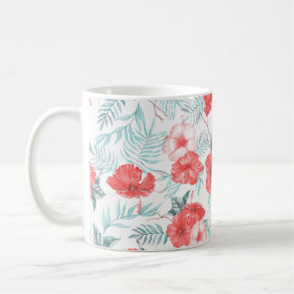 Tropischer Hibiskus Palm Nahtlos drucken Kaffeetasse