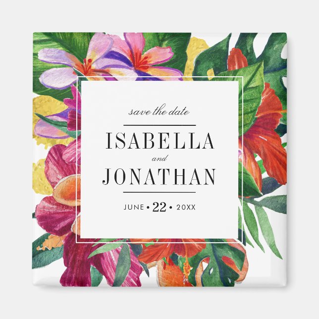 Tropischer Hibiskus, Plumeria & Palm | SAVE THE DA Magnet (Vorne)