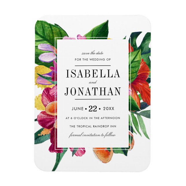 Tropischer Hibiskus, Plumeria & Palm | SAVE THE DA Magnet (Vertikal)