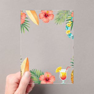 Tropischer Hibiskus Rahmen Aloha Stimmung Acryleinladungen