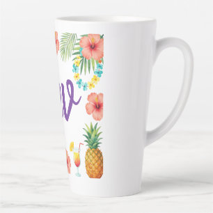 Tropischer Hibiskus-Rahmen Aloha-Vibes Milchtasse