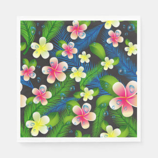 Tropischer Hibiskus Rosa und Gelb Napkins Serviette