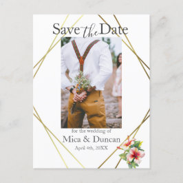 Tropischer Hibiskus Save the Date Foto QR-Code Postkarte