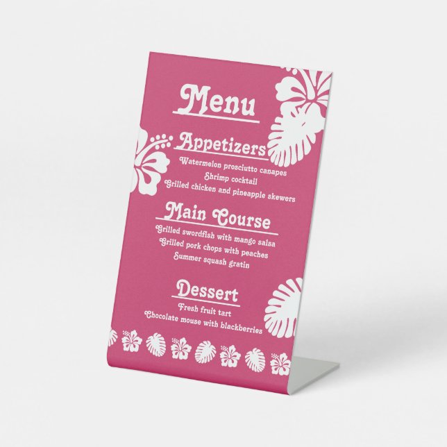 Tropischer Hibiskus, Schild "Raspberry Pedestal" (Vorderseite)