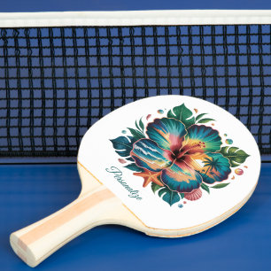 Tropischer Hibiskus-Sonnenuntergang Personalisiert Tischtennis Schläger