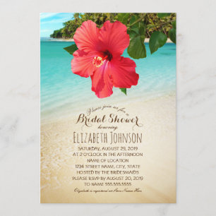 Tropischer Hibiskus-Strand-Themed Brautparty Einladung
