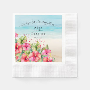 Tropischer Hibiskus Strand Ziel Papier Teller Serviette