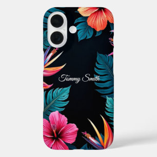 Tropischer Hibiskus und Bird of Paradise Blumendes iPhone 16 Hülle