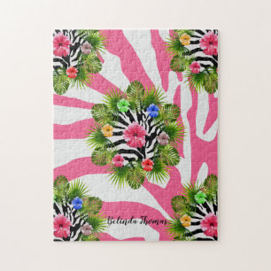 Tropischer Hibiskus und exotische rosa Zebrastreif