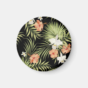 Tropischer Hibiskus: Vintage-Blumenmuster Magnet