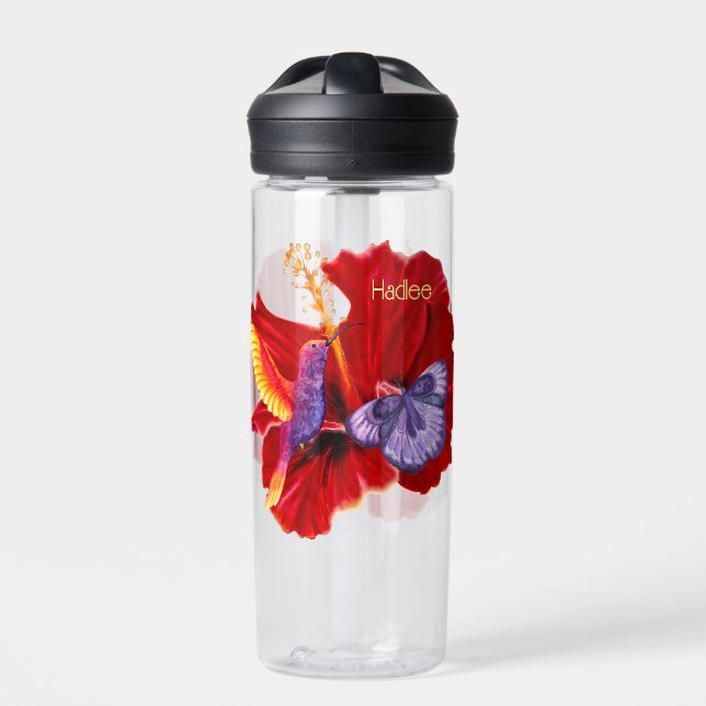 Tropischer Hibiskus Wasserflasche Trinkflasche (Vorderseite)