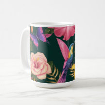 Tropischer Himmel: Tasse mit Blumendesign und Voge