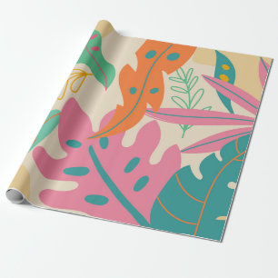 Tropischer Hintergrund mit Dschungelpflanzen. Palm Geschenkpapier
