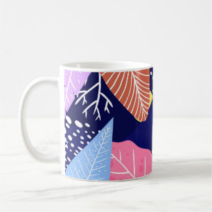 Tropischer Hintergrund mit Dschungelpflanzen. Palm Kaffeetasse