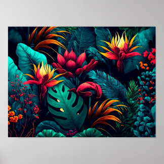 Tropischer Hintergrund mit exotischen Blume und Bl Poster