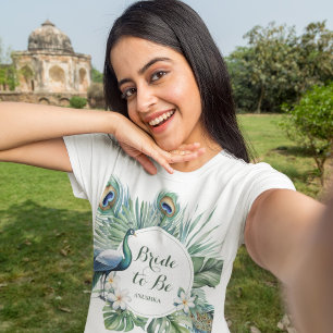 Tropischer Indischer Pfau Florale Hochzeitsbraut W T-Shirt
