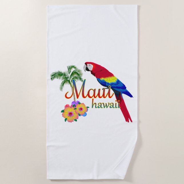 Tropischer Insel-Papagei Mauis Hawaii Strandtuch (Vorderseite)