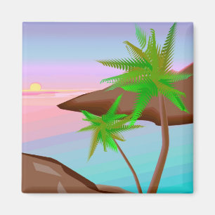 Tropischer Insel-Sonnenuntergang-Magnet Magnet