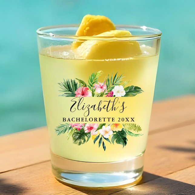 Tropischer Junggeselinnen-Abschied Schnapsglas (Customize to change text size or text style.)