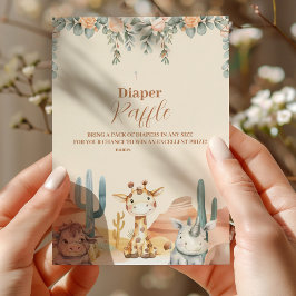 Tropischer Jungle Safari Tiere Boy Raffle Diapper Begleitkarte