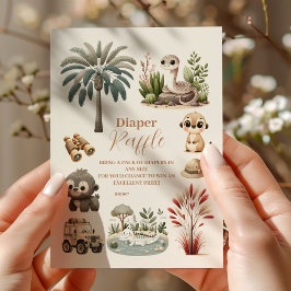 Tropischer Jungle Safari Tiere Boy Raffle Diapper Begleitkarte