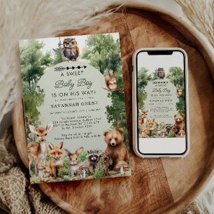 Tropischer Jungle Safari Tiere Kinderdusche Einladung