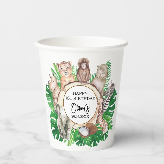 Tropischer Jungle Safari Tiere Kinderdusche Pappbecher (Vorderseite)