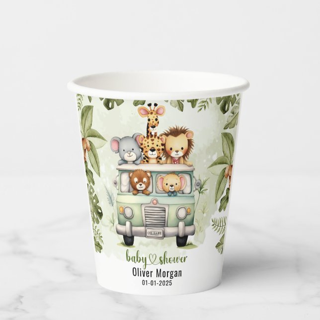 Tropischer Jungle Safari Tiere Kinderdusche Pappbecher (Vorderseite)