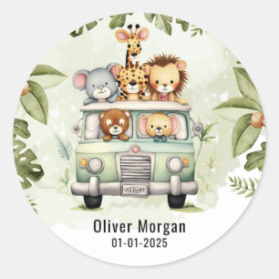 Tropischer Jungle Safari Tiere Kinderdusche Runder Aufkleber