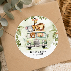 Tropischer Jungle Safari Tiere Kinderdusche Runder Aufkleber