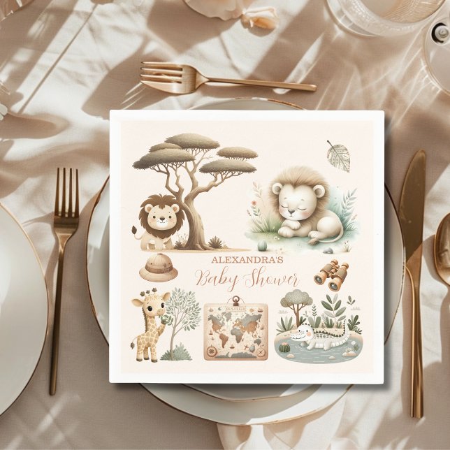 Tropischer Jungle Safari Tiere Kinderdusche Serviette (Von Creator hochgeladen)