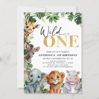 Tropischer Jungle Safari Wild 1. Geburtstag Einladung