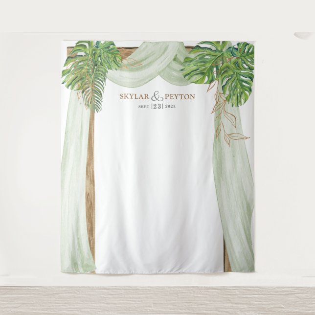 Tropischer Jungle Wedding Backdrop Foto Stand Wandteppich (Vorderseite)