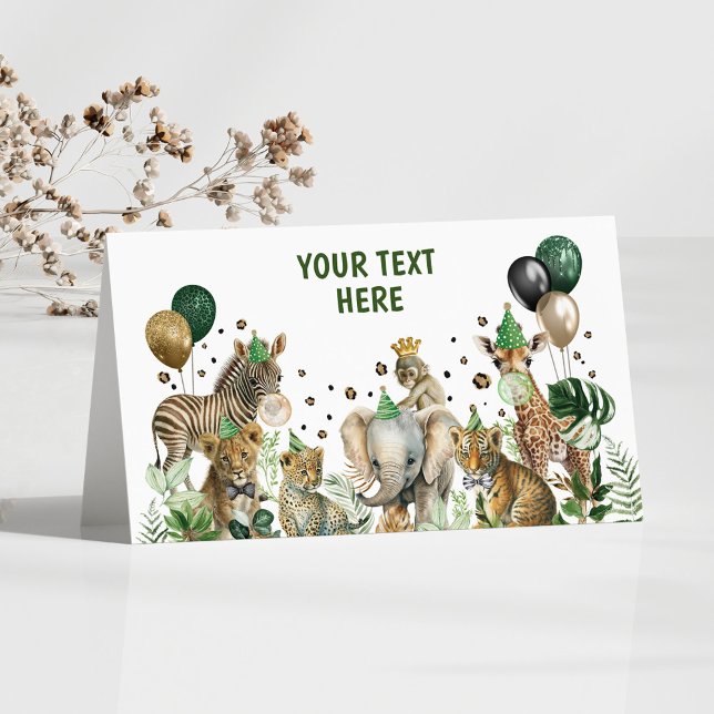 Tropischer Jungle Wild Safari Party Tiere Geburtst Platzkarte (Von Creator hochgeladen)