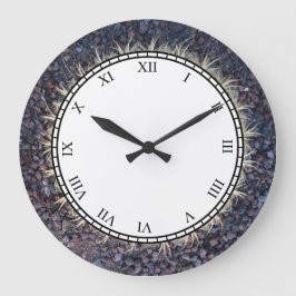 Tropischer Kaktus auf Kies Button Zeit römische Zi Große Wanduhr