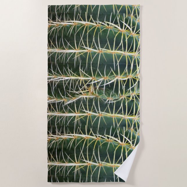 Tropischer Kaktus-botanisches Foto Strandtuch (Vorderseite)
